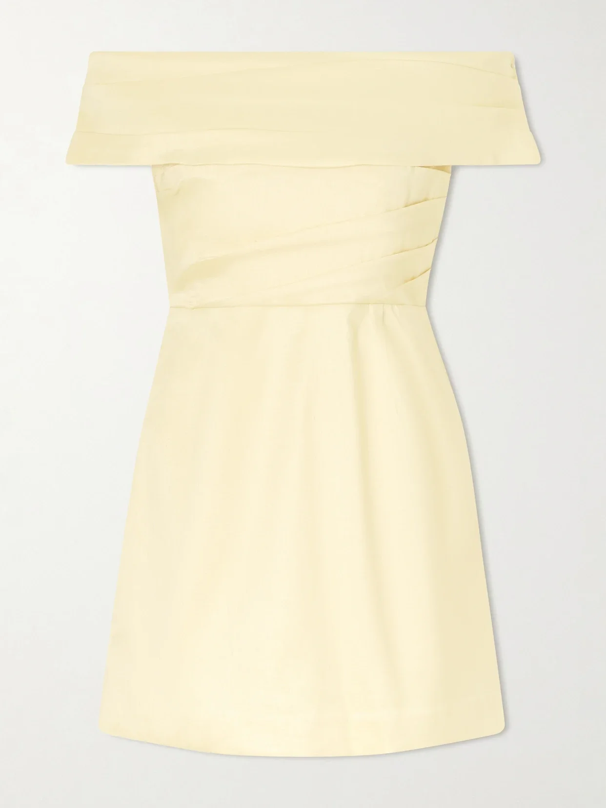 Rebecca Vallance - Mandy Off-the-shoulder Pleated Mini Dress - Yellow - UK 10