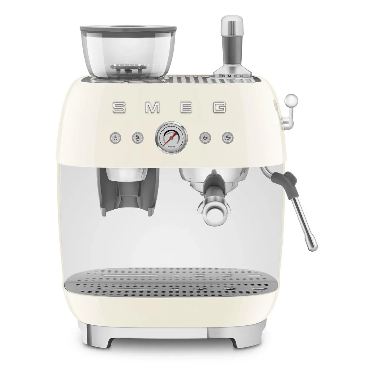Smeg 50's Style Espresso Manual Coffee Machine with Grinder (Cream)