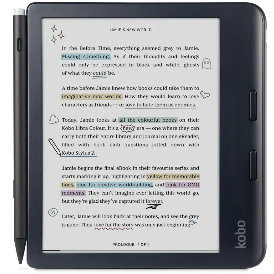 Kobo Libra Colour Black w/Stylus 2 (Black)