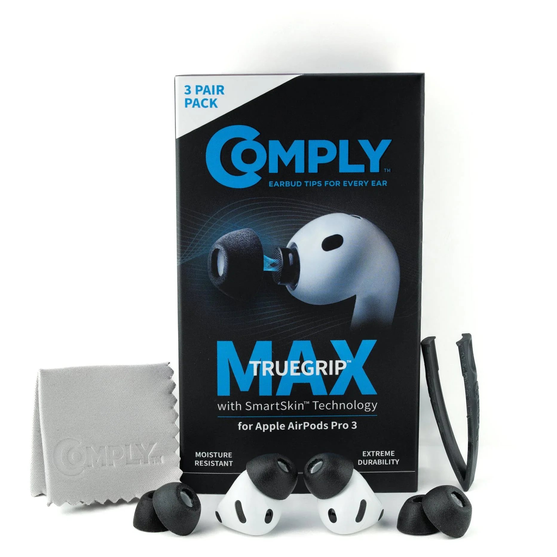 Comply TRUEGRIP Max Headphone Ear Tips for AirPods Pro 3 (Black) [Assorted]