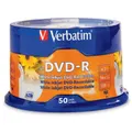 Verbatim 4.7GB White InkJet Blank DVD-R Media (50-Pack)
