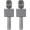 XCD Bluetooth Karaoke Microphone with Voice Changer (Metallic Grey) [2 Pack]