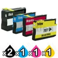5 Pack HP 711 Compatible Inkjet Cartridges [2BK,1C,1M,1Y]