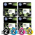 2 sets of 4 Pack HP 955XL Genuine High Yield Inkjet Combo L0S63AA - L0S72AA [2BK,2C,2M,2Y]