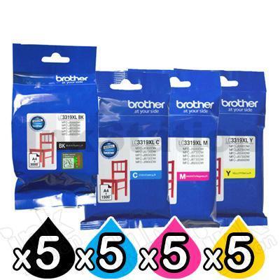 20 Pack Genuine Brother LC-3319XL High Yield Ink Combo [5BK,5C,5M,5Y]
