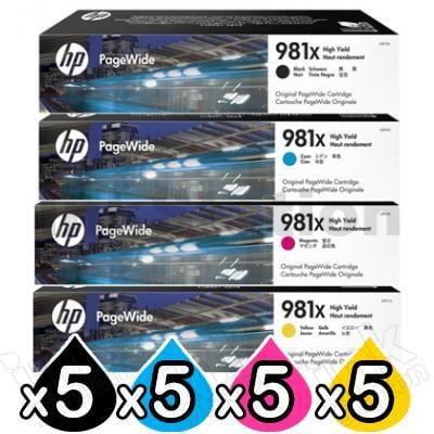 5 Sets of 4 Pack HP 981X Genuine High Yield Inkjet Combo L0R12A - L0R09A [5BK,5C,5M,5Y]