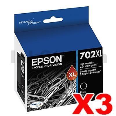 3 x Epson 702XL (C13T345192) Genuine Black High Yield Inkjet Cartridges