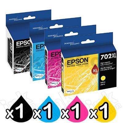 4 Pack Epson 702XL Genuine High Yield Inkjet Cartridges Combo [1BK,1C,1M,1Y]