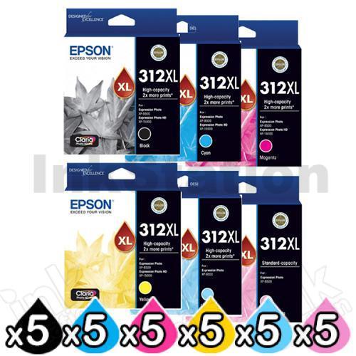 30 Pack Epson 312XL Genuine High Yield Inkjet Cartridge Combo [5BK,5C,5M,5Y,5LC,5LM]