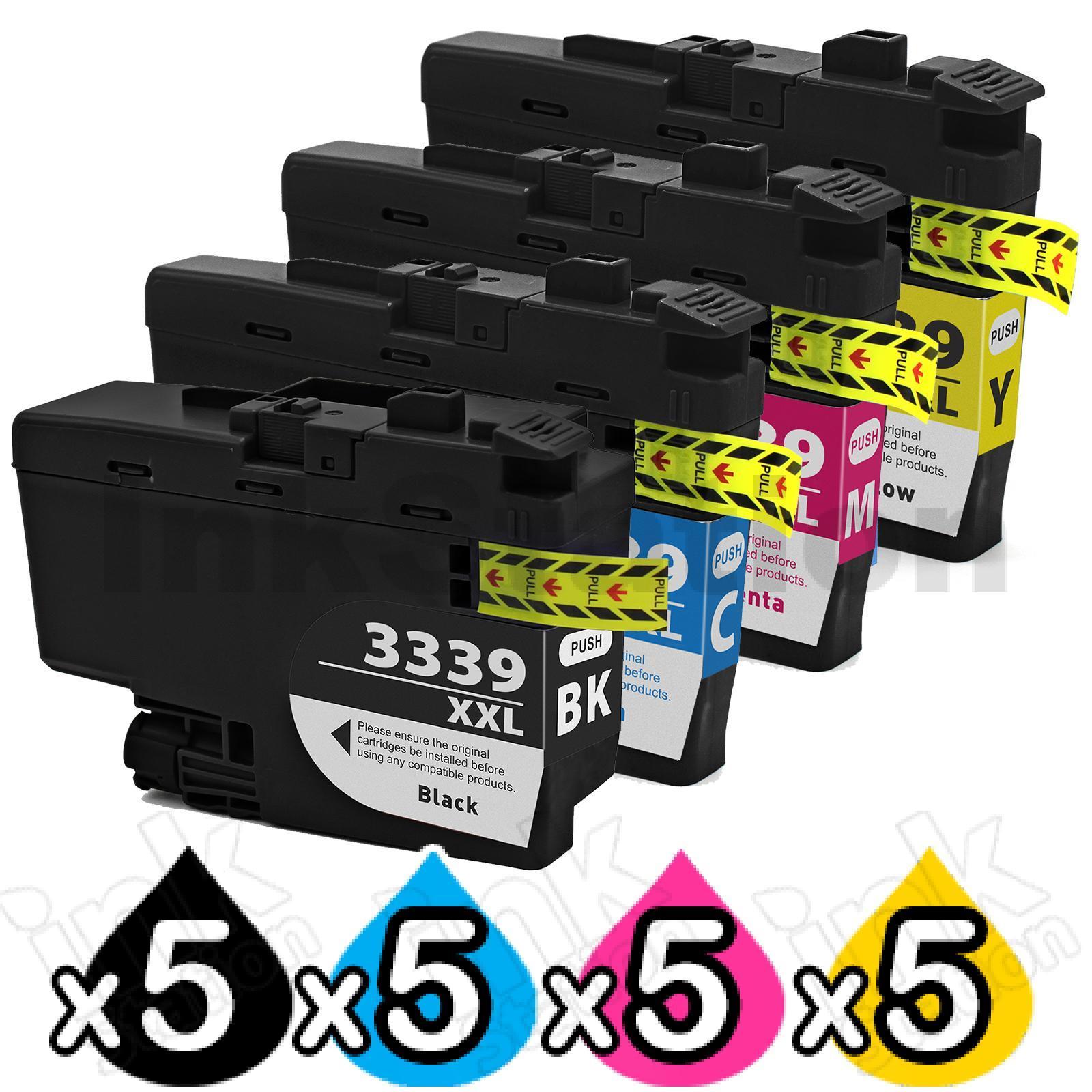 20 Pack Brother LC-3339XL Compatible High Yield Ink Cartridge Combo [5BK, 5C, 5M, 5Y]