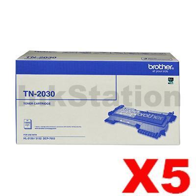 5 x Brother TN-2030 Genuine Toner Cartridge - 1,000 pages