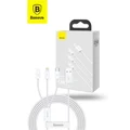 3-in-1 3.5A Fast Charging Cable 1.5m White USB-A to Lightning + USB-C + Micro USB