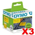 3 x Dymo SD99014 / 2133400 Genuine Yellow Label Roll 54mm x 101mm -220 labels per roll