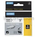 Dymo SD18055 Genuine 12mm Black Text on White Heat-Shrink Tube Industrial Rhino Label Cassette - 1.5 meters