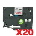 20 x Brother TZe-232 Compatible 12mm Red Text on White Laminated Tape - 8 meters