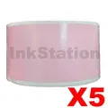 5 x Dymo SD99014 Compatible Pink Label Roll 54mm x 101mm -220 labels per roll