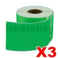 3 x Dymo SD99014 Compatible Green Label Roll 54mm x 101mm -220 labels per roll