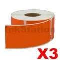 3 x Dymo SD99012 Compatible Orange Label Roll 36mm x 89mm - 260 labels per roll