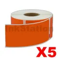 5 x Dymo SD99012 Compatible Orange Label Roll 36mm x 89mm - 260 labels per roll