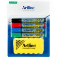 Artline 577 Whiteboard Marker 3mm Bullet Tip Assorted Colours with Magnet Eraser