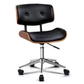Stylish Wooden Office Chair with Cushioned Seat - Black