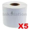 5 x Dymo SD11351 / 30299 Compatible White 54mm x 11mm Jewellery Labels Roll - 1500 labels per roll