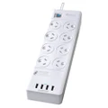Sansai 8 Outlet Surge Protected Power Board with 4x USB-A Charging Ports PAD-4088H