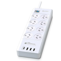 Sansai 8 Outlet Surge Protected Power Board with 3x USB-A & 1x USB-C Charging Ports PAD-8088