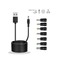 USB to DC Universal Power Cable with 7 Interchangeable DC Connector Heads Sansai 1m