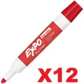 12x Expo Bullet Tip Whiteboard Marker - Red
