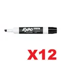 12x Expo Chisel Tip Whiteboard Marker - Black