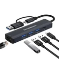USB-C and USB-A to 4-Port USB HUB with Gigabit Ethernet Adapter Simpleom CHN436