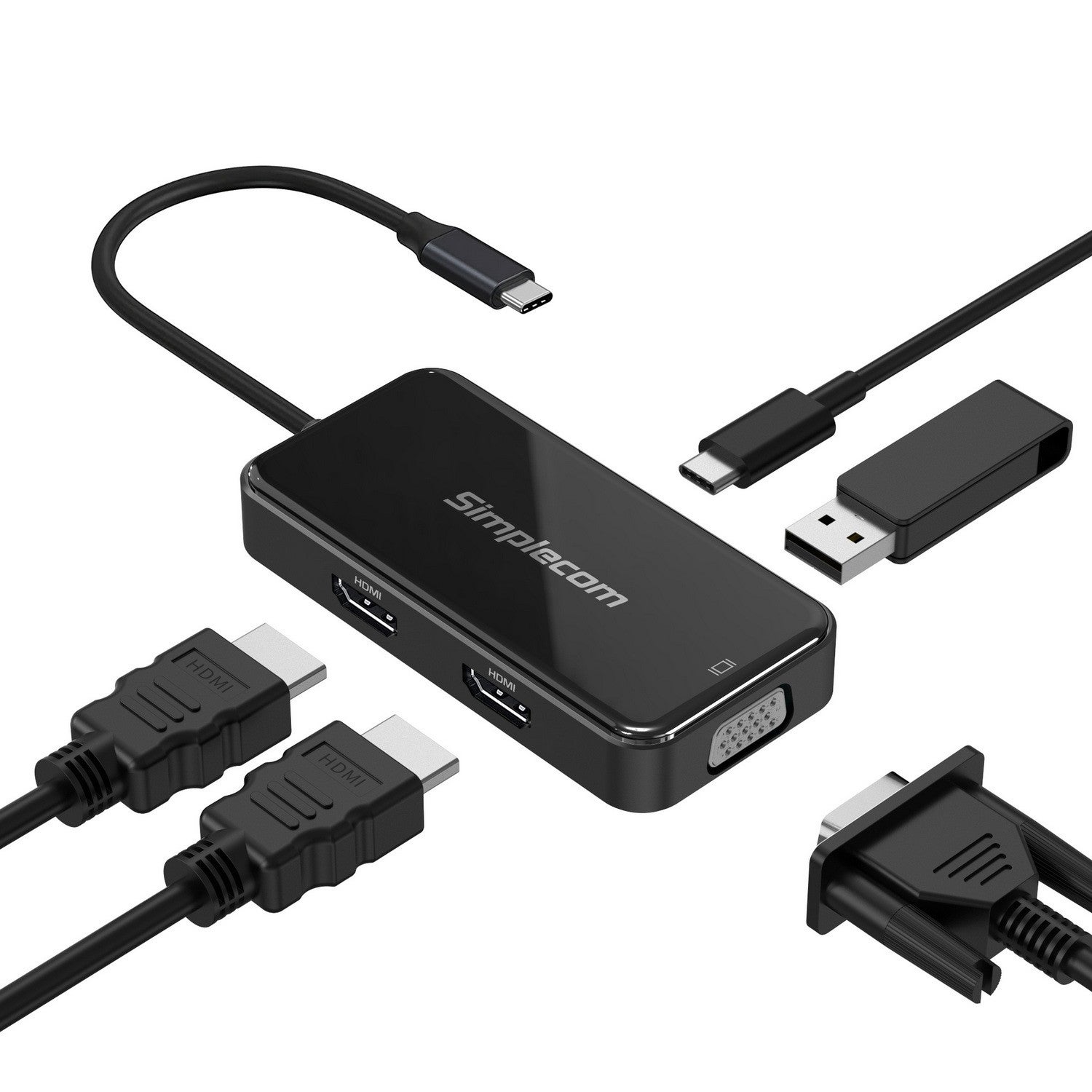 5-in-1 USB-C Multiport Adapter MST Hub with VGA and Dual HDMI DA451 Simplecom