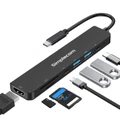 7-in-1 USB-C Adapter Hub Multiport USB-A x2 + USB-C Data + HDMI 4K + Card Readers + 100W PD Charging Simplecom CH547