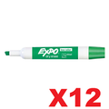 12x Expo Chisel Tip Whiteboard Marker - Green
