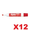12x Expo Chisel Tip Whiteboard Marker - Red