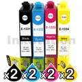 8-Pack Compatible Epson 133 T1331-1334 Inkjet Cartridges [2BK,2C,2M,2Y]