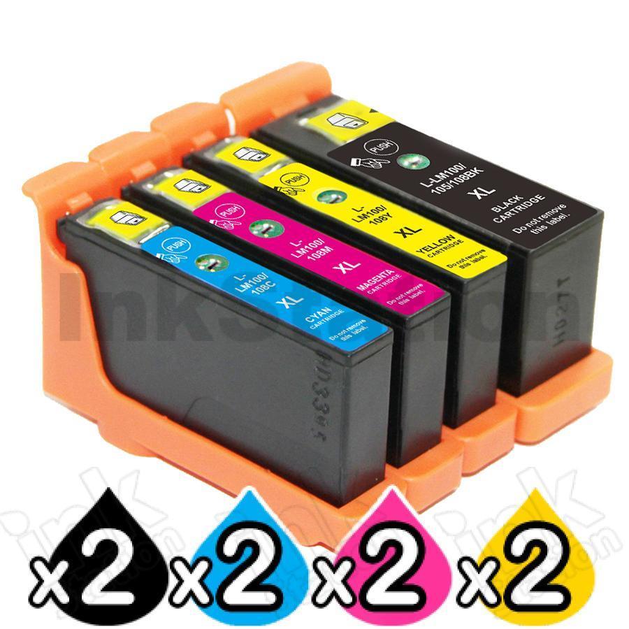 8 Pack Lexmark No.100XL Compatible Ink Cartridges [2BK,2C,2M,2Y]