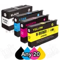 Any 20 x HP 950XL + 951XL Compatible Inkjet Cartridges CN045AA - CN048AA [BK,C,M,Y]