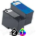 3 Pack Dell 966 / 968 Compatible Ink Combo [CH883 + CH884] - High Capacity [2BK,1C]