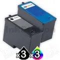 6 Pack Dell 966 / 968 Compatible Ink Combo [CH883 + CH884] - High Capacity [3BK,3C]