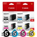 20 Pack Canon PGI-1600XL Genuine High Yield Ink Cartridge [5BK,5C,5M,5Y]