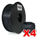 4 x ASA 3D Filament 1.75mm Black - 1KG