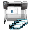 HP DesignJet T830 24' Graphics Large Format Inkjet Printer with Scanner - Print, Copy, Scan (F9A28E) + Extra 300ML Ink Cartridges Combo