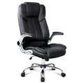High Back Executive Office Chair Lumbar Support Chrome Base Double Stitching