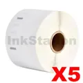 5 x Dymo SD99014 / S0722430 Compatible White Label Roll 54mm x 101mm -220 labels per roll (with chip) for LabelWriter 550/5XL
