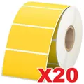 20 Rolls 57mm X 32mm Perforated Direct Thermal Labels Yellow - 2000 Labels per Roll