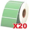 20 Rolls 57mm X 32mm Perforated Direct Thermal Labels Green - 2000 Labels per Roll