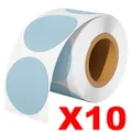 10 Rolls 50.8mm Round Circle Direct Thermal Labels Blue - 750 Labels per Roll