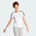 adidas Essentials Slim 3-Stripes Tee White / Black L - Women Lifestyle Shirts